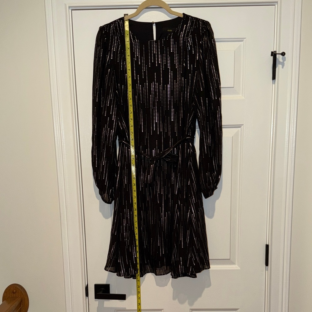 Chic Black and Silver Long Sleeve Dress